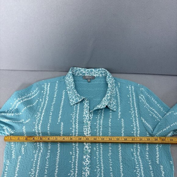 Habitat‎ Coralie Crinkle Turquoise Shirt Dress SZ Large Casual, Coastal, Beach - Picture 10 of 16